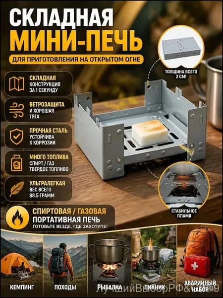 Таганок туристический для приготовления пищи на сухом горючем