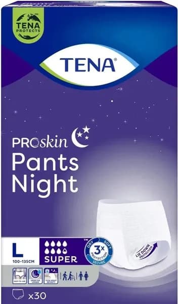 Подгузники-трусы Tena Pants Night Super Large, объем талии 100-135 см, 30 шт.