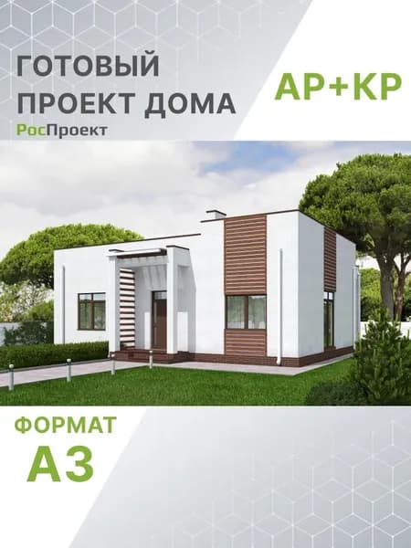 Проект RPg3240 - Одноэтажный дом с террасой и плоской крышей (98 м2, 12м x13м)
