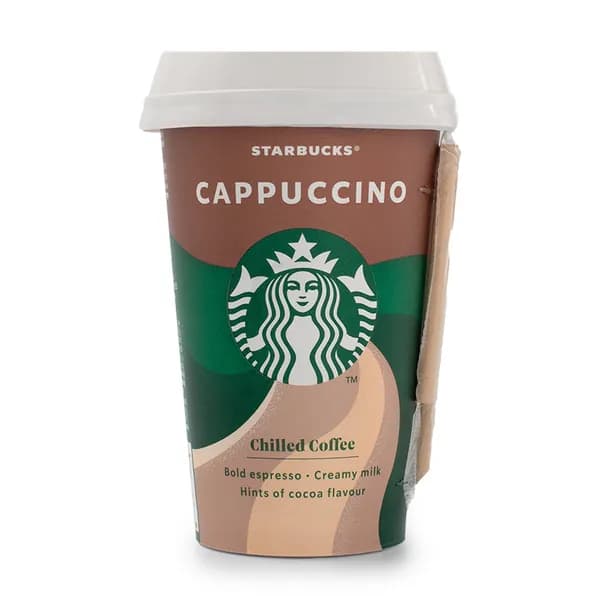 Напиток кофейно-молочный Starbucks Каппучино 220 мл, пластиковый стакан, Дания, БЗЖМ