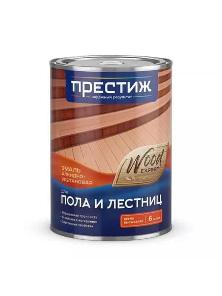 Эмаль Престиж для пола и лестниц алкидно-уретановая быстросохнущая глянцевая золотисто-коричневая 0.9 кг