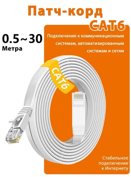 Кабель для интернет-соединения RJ-45/RJ-45, 0.2 м, белый