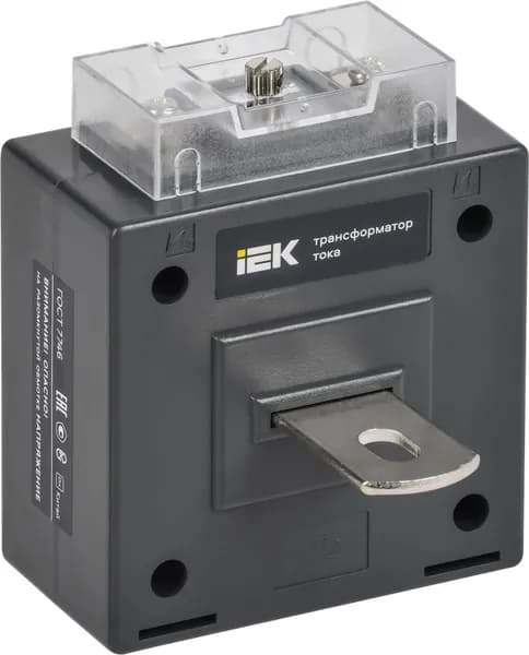 Трансформатор тока IEK / ИЭК ТТИ-А с первичной обмоткой, самозатухающий пластик, черный, 125/5А, класс точности 0.5S / электрооборудование