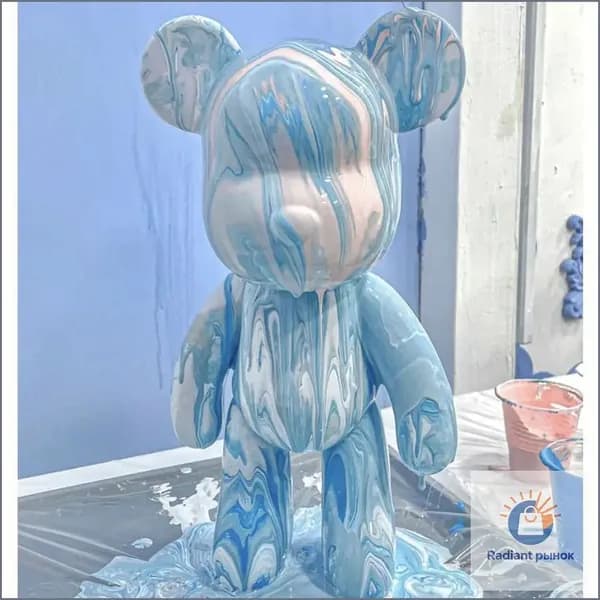 Набор для творчества мишка с красками Bearbrick fluid art 23 см(Белый, синий, синий)