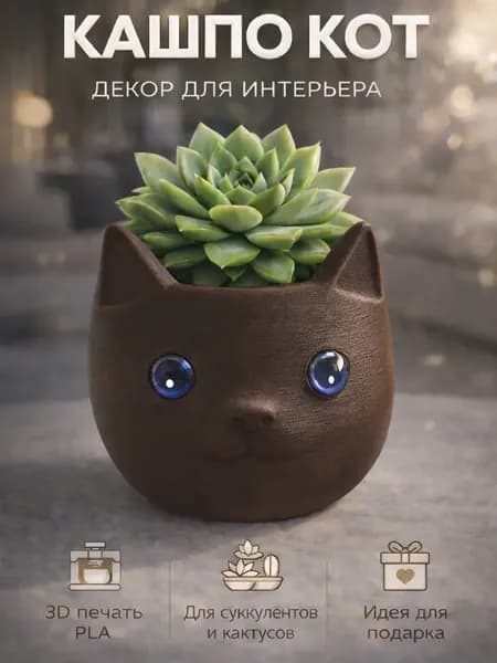 Кашпо кот для растений декоративный горшок
