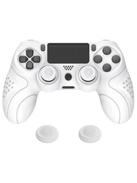 PlayVital Чехол Guardian Edition для PS4 Slim/Pro, мягкий противоскользящий силиконовый чехол с белыми стиками