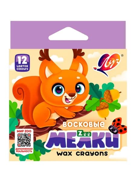 Восковые мелки Луч "Zoo" 12 цветов, шестигранная форма, в картонной упаковке