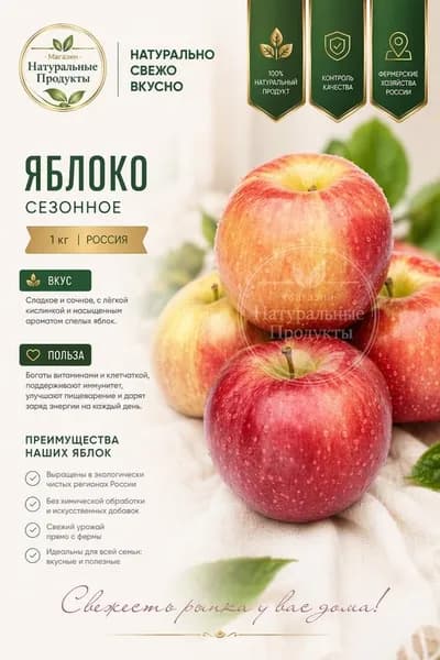 Яблоки сезонные, 2 кг, свежие, ароматные, для выпечки и десертов