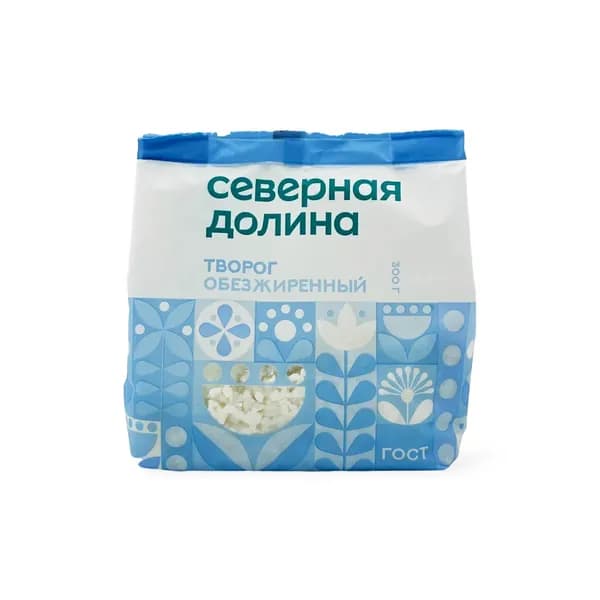 Творог зерненый Северная Долина обезжиренный БЗМЖ 300 г