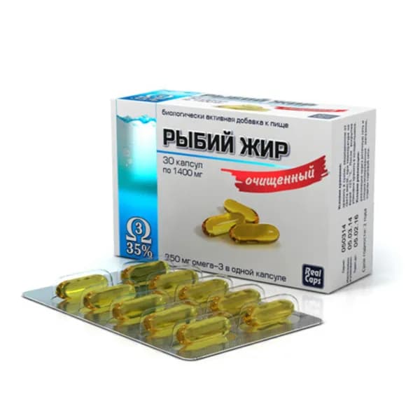 Real Caps, Рыбий жир очищенный, 1400мг, 30 капсул