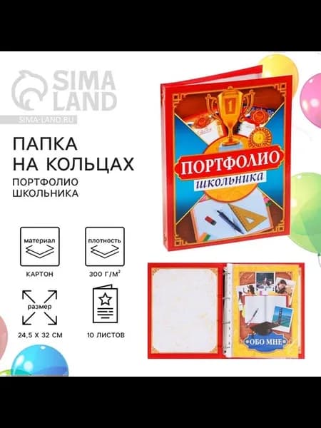 Папка школьная на кольцах "Портфолио школьника"
