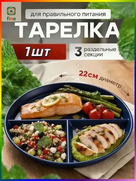 Тарелка "с бортиками" 23 см 1 шт темно-синий