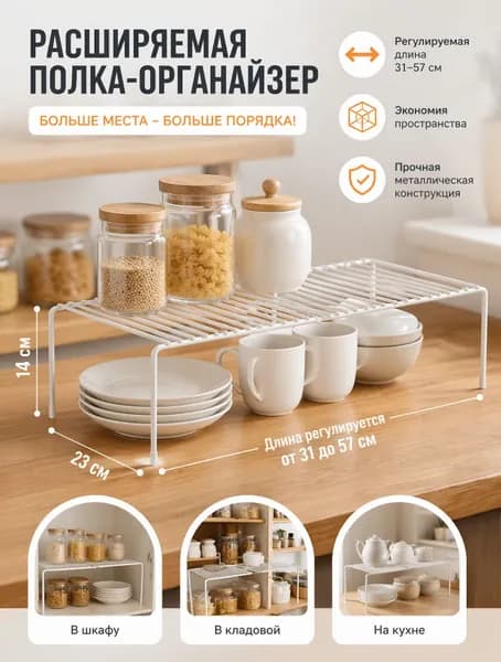 Полка Настольная Прямая, 58х23, 1 шт.