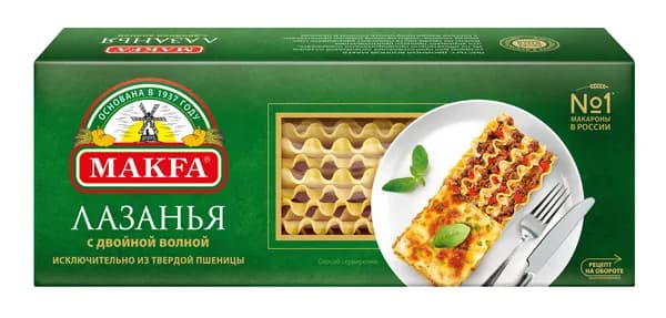 Макароны Makfa лазанья с двойной волной, 500 г