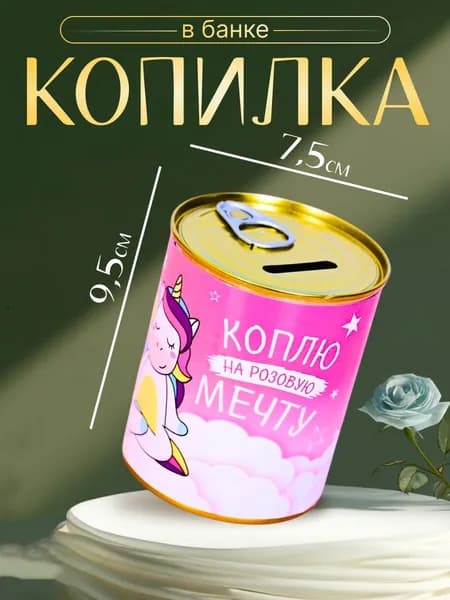 Копилка для денег Банка. Коплю на розовую мечту , металл