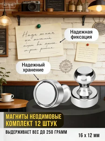 Магниты для дома и школы 12 шт, 12x16 мм, для крепления фото и заданий