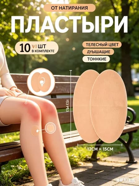 10 пластырей для внутренней стороны бедра, предназначенных для предотвращения натирания или маскировки шрамов, а также для скрытия недостатков кожи и татуировок