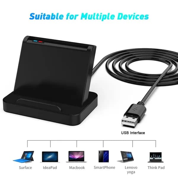 Умный считыватель карт SCR816 для CAC, ID и чип-карт, USB 2.0, чёрный