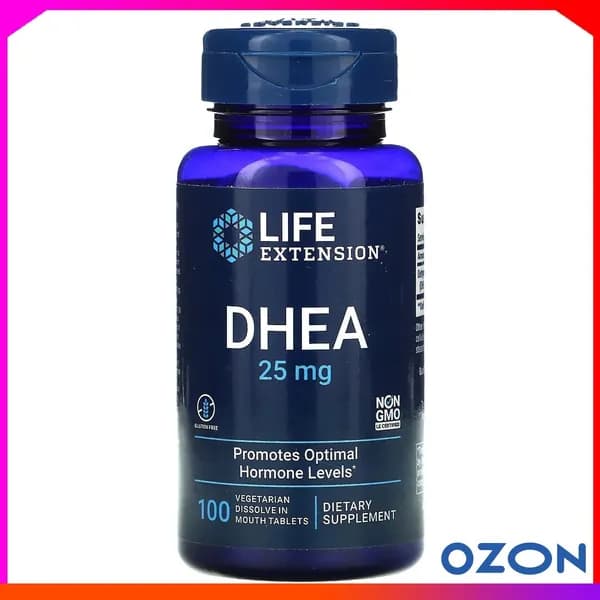 ДГЭА (дегидроэпиандростерон) Life Extension DHEA 25 мг 100 таблеток для рассасывания