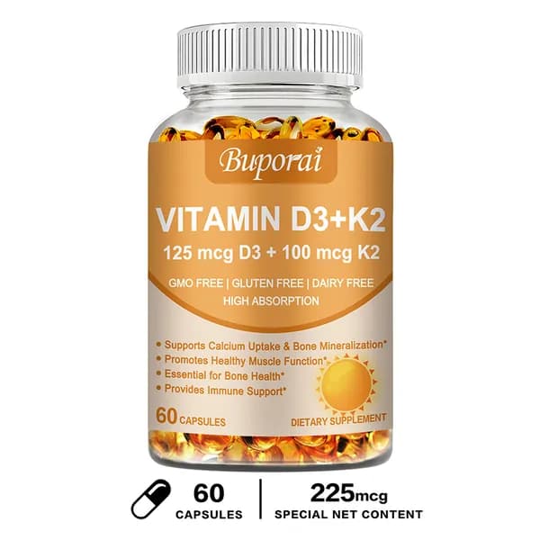 Капсулы, содержащие полностью натуральный комплекс витаминов D3 и K2, помогают укрепить иммунитет и способствуют здоровью костей; подходят как для мужчин, так и для женщин.
