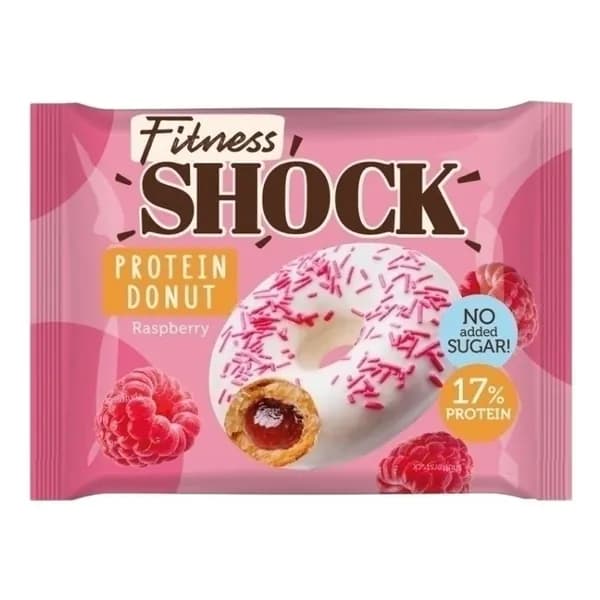 Донат FitnesShock глазированный с малиновой начинкой 70 г