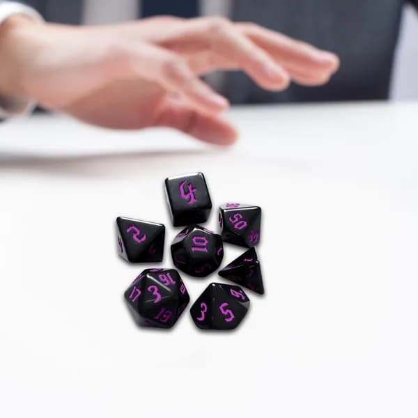 Набор из 7 кубиков для настольных ролевых игр: d20, d12, d10 2, d8, d6, d4, фиолетовый