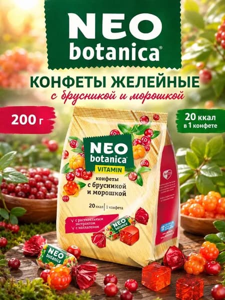 Neo-Botanica, Конфеты желейные Брусника и Морошка, 200 г