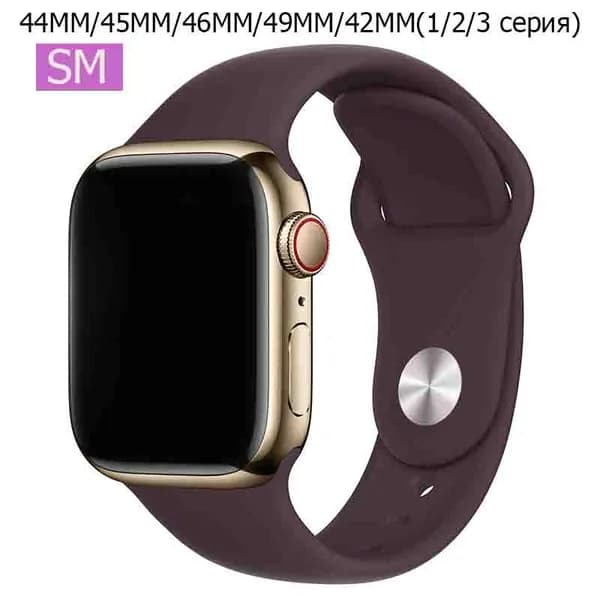 Силиконовый ремешок для Apple Watch 42/44/45/49 mm, для series 1 2 3 4 5 6 7 8 9 SE Ultra,46mm(10 серий), размер SM