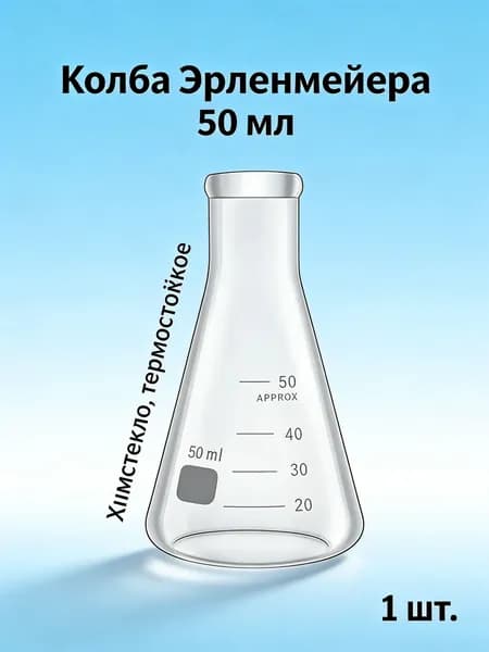 1 шт./50 мл/Коническая бутылка из боросиликатного стекла высокого качества для титрования, смешивания и нагревания