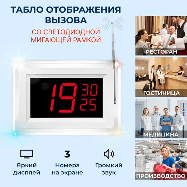 Дисплей оповещения персонала, официантов о вызове, табло отображения вызова сотрудника
