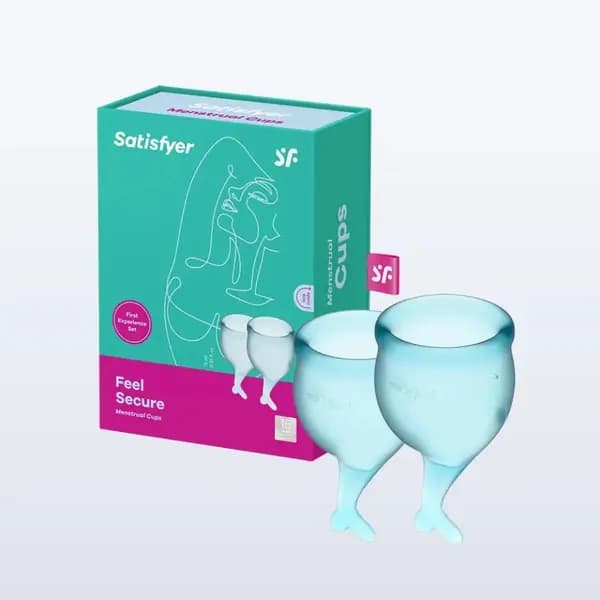 Satisfyer Feel Secure Menstrual Cup, голубой. Набор менструальных чаш, 15 и 20 мл
