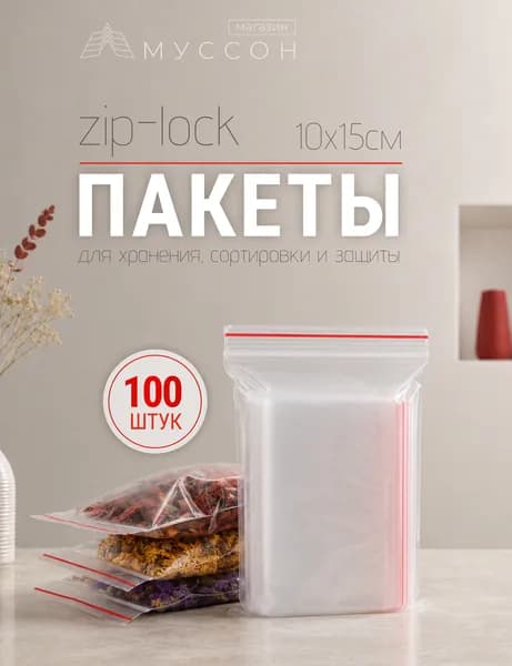 Зип пакет 10x15 см.100шт., общая плотность 80 мкм.