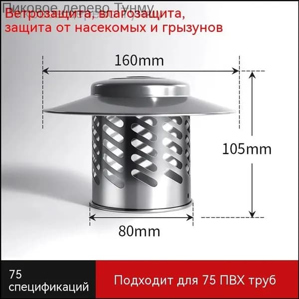 Зонт из нержавеющей стали f75 мм, универсальный,Воздухозаборник для зонта