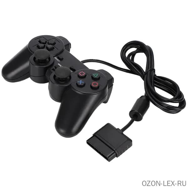 Проводной эргономичный игровой контроллер для PlayStation 2 с двойным мотором для длительных игровых сессий, высокая прочность корпуса из пластика, оперативный отклик