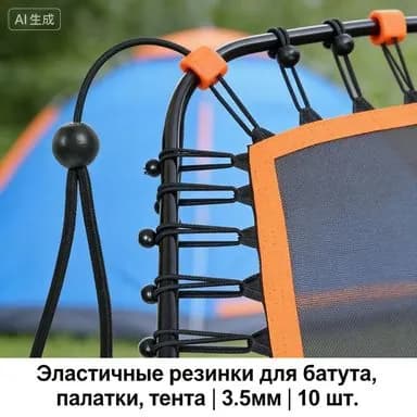 Прочные эластичные резинки для тента, батута и палатки. Диаметр 3.5 мм, 10 штук в наборе надежное крепление для активного отдыха.