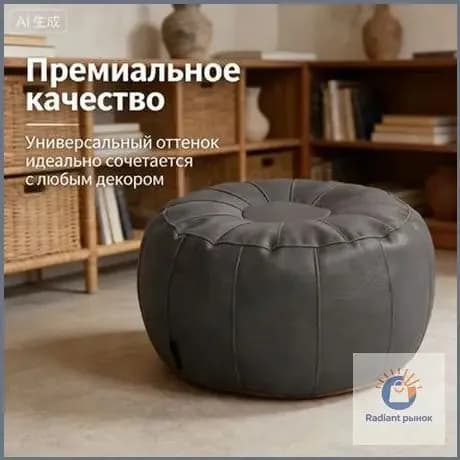 Бескаркасный пуф Трансформер, Винилискожа, Размер XXL,серый металлик