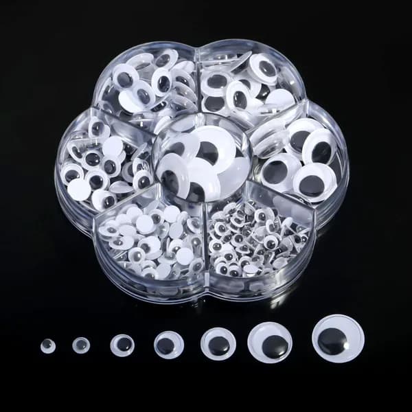 5-18mm комплект 313 штук Глазки декоративные круглые,Наклейки-глазки для животных на клеевой основе