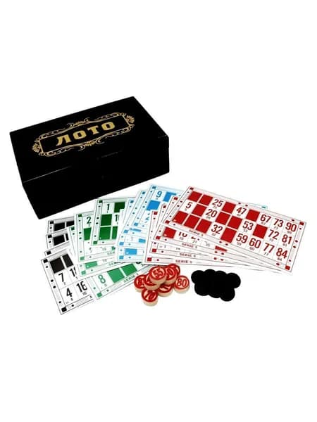 Настольная игра "Лото" в подарочной шкатулке чёрного цвета.