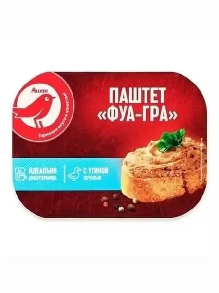 Паштет из утиной печени фуа-гра АШАН Красная птица трюфельный со свиным шпиком 150 г
