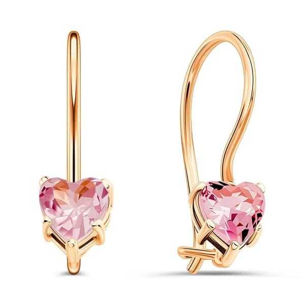 Серьги детские с фианитами из красного золота 375 пробы 585GOLD