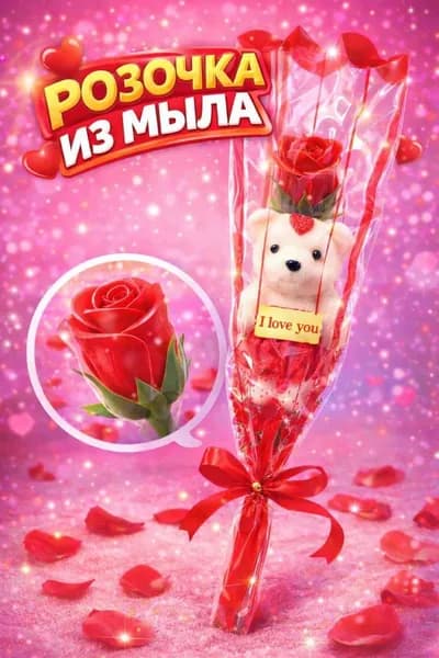 Розочка из мыло с мишкой