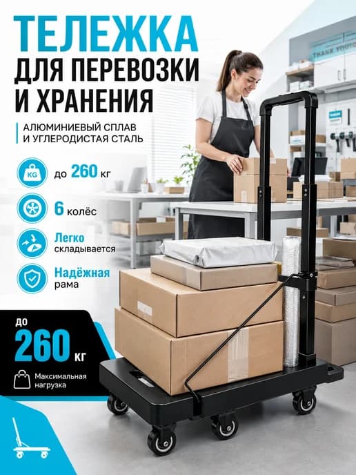 Ручная тележка для склада и дома 6 колес