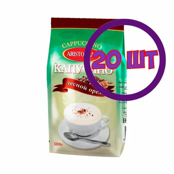 Кофейный напиток Aristocrat Капучино Лесной орех, 300 г (комплект 20 шт.) 4421258