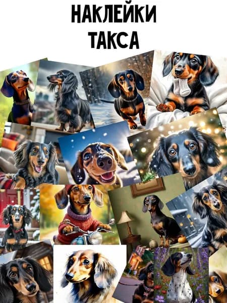 Набор наклеек стикеров "Такса" 16 шт