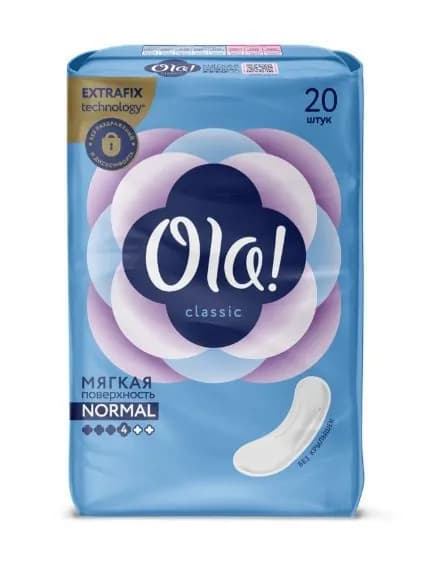 Ola! Прокладки Classic Normal мягкая поверхность без крылышек, 20 штук в упаковке /