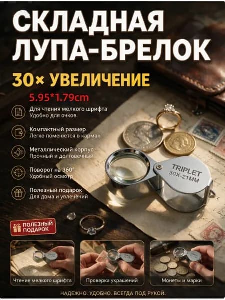 Лупа 30-кратная, диаметр: 3.55 мм