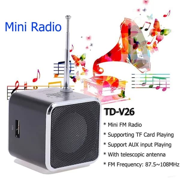 ПортативностьTD-V26 Мини FM-радио, Bluetooth-совместимое, поддержка TF Card