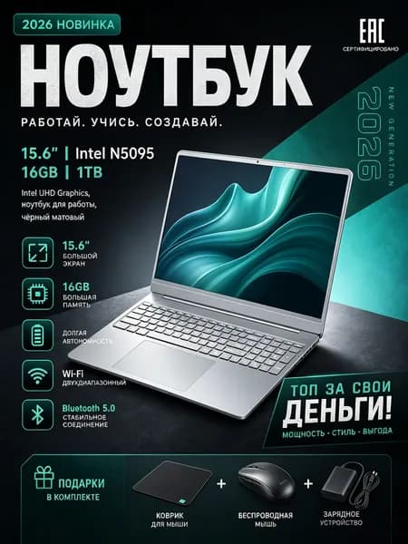 ноутбук для работы и игровой 15.6" Intel N5095 16GB 1TB Ноутбук 15.6", RAM 16 ГБ 1024 ГБ, Intel UHD Graphics, (ноутбук для работы), серый, коричнево-красный