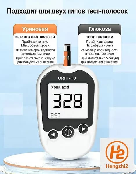 Двухфункциональный анализатор URIT-10 для измерения глюкозы и мочевой кислоты в крови (в комплекте с тест-полосками)