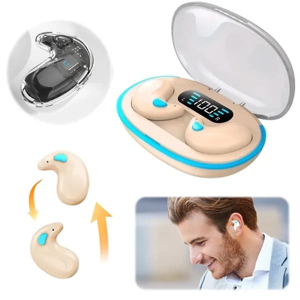 Наушники беспроводные с микрофоном X55, Bluetooth, USB Type-C, бежевый
